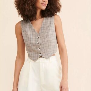 Corey Lynn Calter Plaid Menswear Vest Anthropology